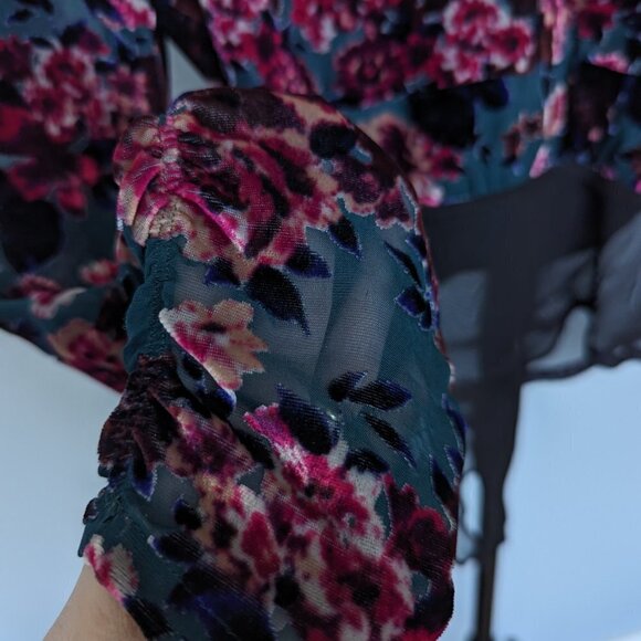 Ronny Kobo Collection Floral Velvet Burnout Bodysuit - Picture 3 of 12